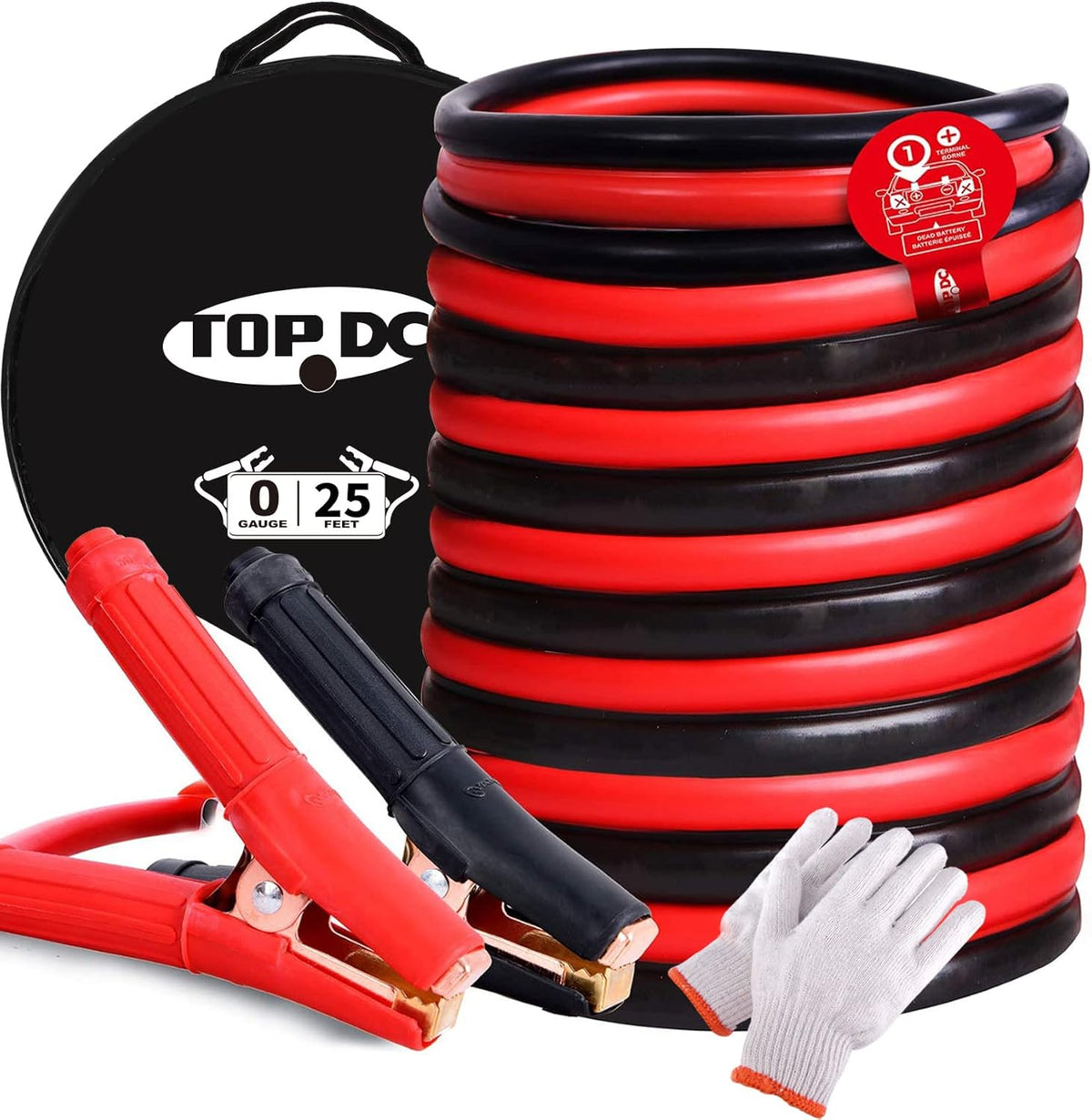 0 Gauge 20 Feet Heavy Duty Booster Cables with Carry Bag H194