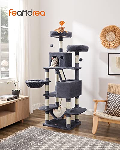81.1-Inch Multi-Level Plush Cat Tree with Scratching Posts R156