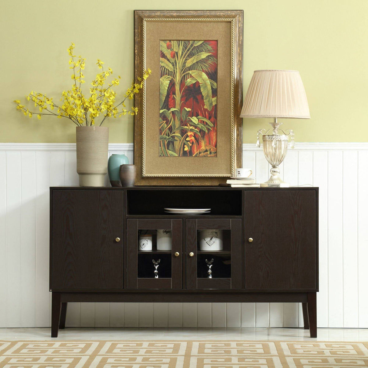 Dark Brown Wide Buffet Table Cabinet TV Console N933