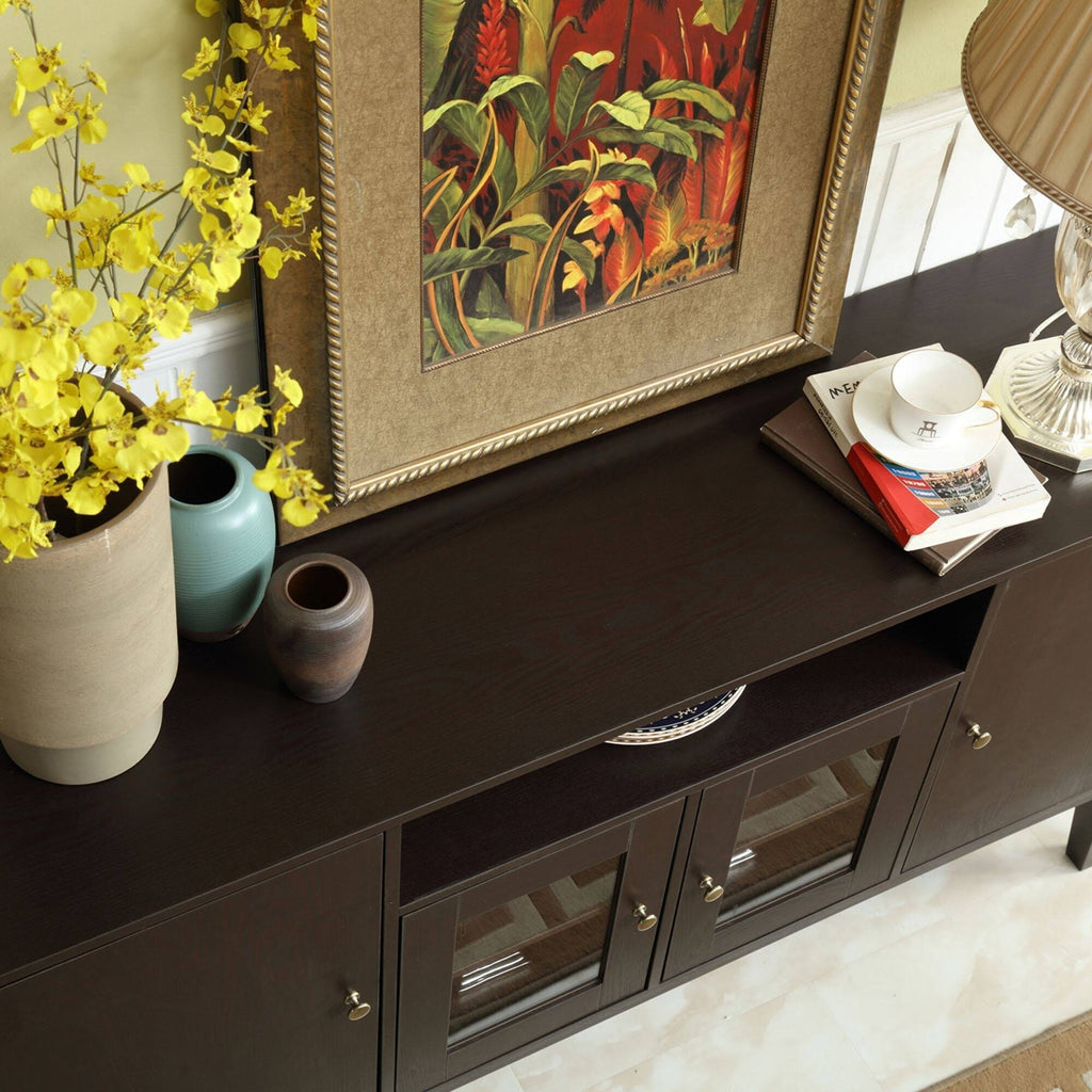 Dark Brown Wide Buffet Table Cabinet TV Console N933