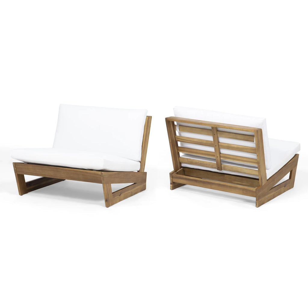 Acacia Wood Club Chairs with Cushions, Set of 2 R8431