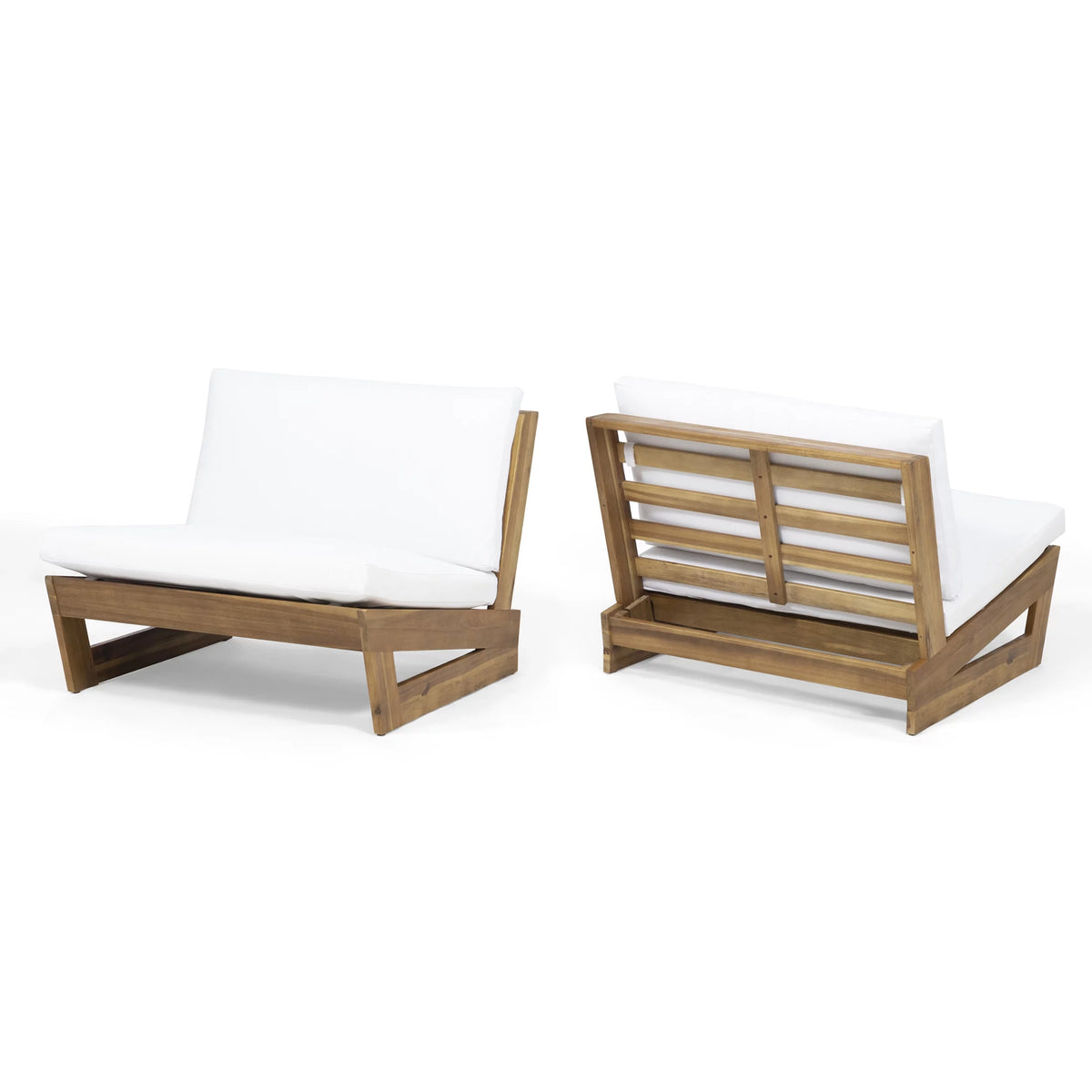Acacia Wood Club Chairs with Cushions, Set of 2 R8431
