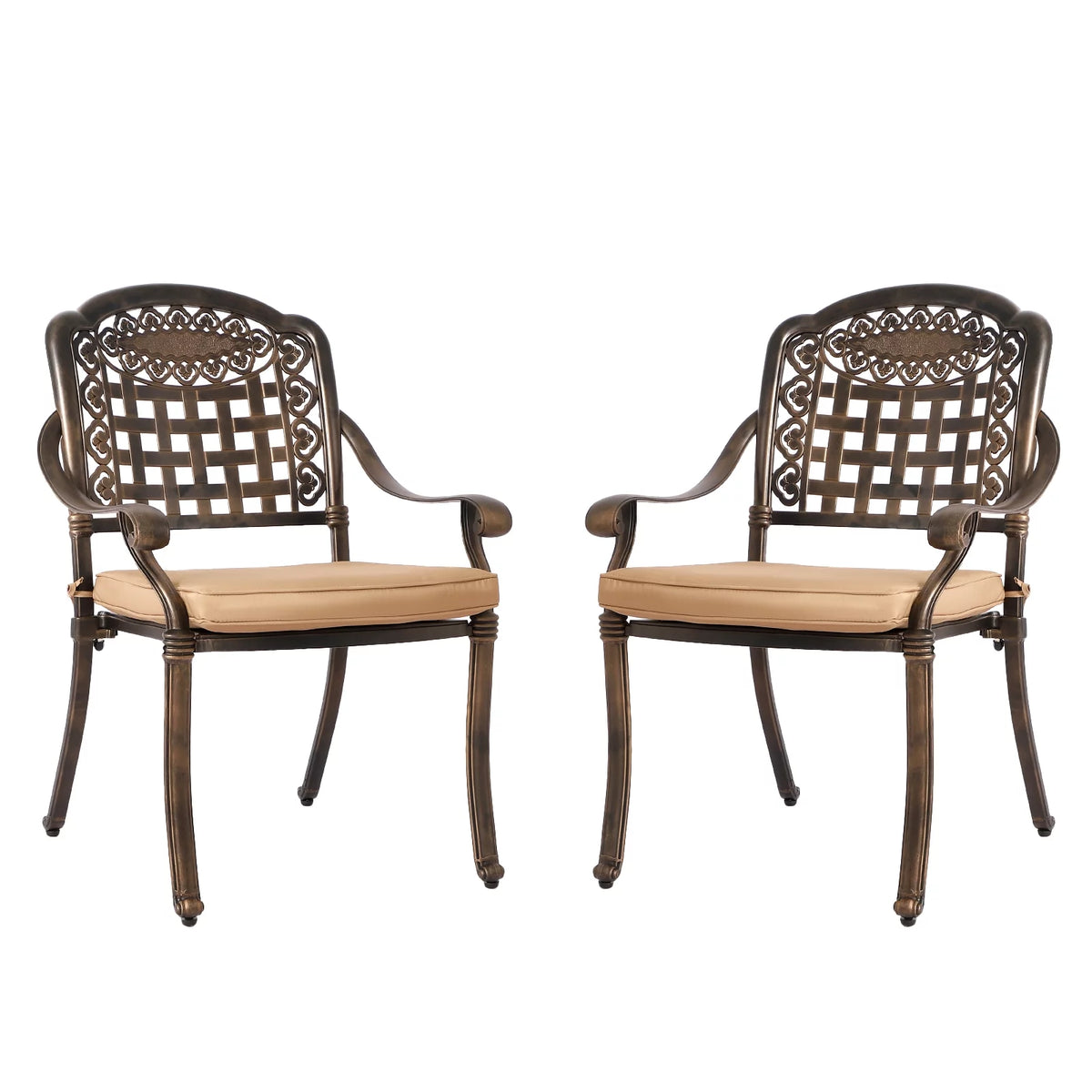 2 Piece Cast Aluminum Outdoor Bistro Dining Chair Set W91215