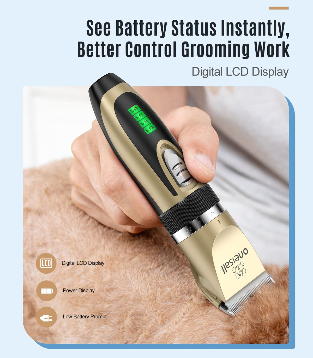 2 in 1 Low Noise Cordless Dog Clippers and Paw Trimmer Kit T201