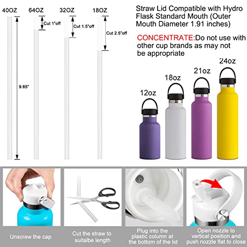 Straw Lid Compatible with Standard Mouth 24 oz 21 oz Hydro Flask D28131
