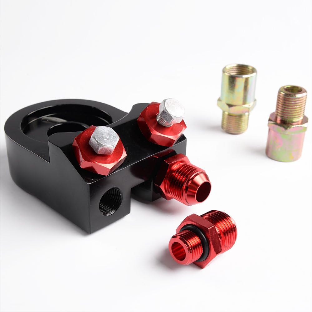 30 ROW Universal Engine Aluminum Oil Cooler Kit with 7" Electric Cooling Fan and Oil Filter Adapter Kit K846398