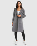 Wool Blend Oversized Coat - Dark Grey - S Q7289