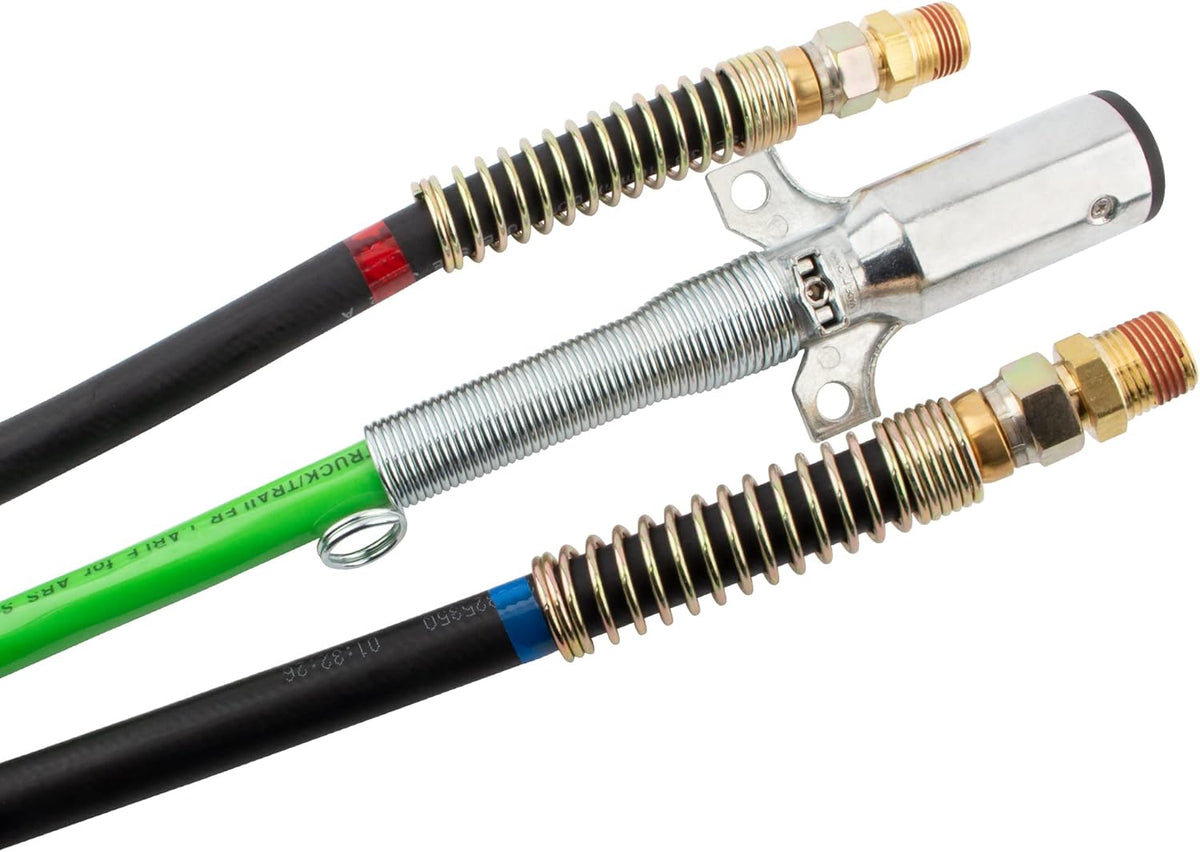 15 Ft 7 Way Truck Trailer Cable Wrap Cord ABS & Air Line Hose Assembly E487032