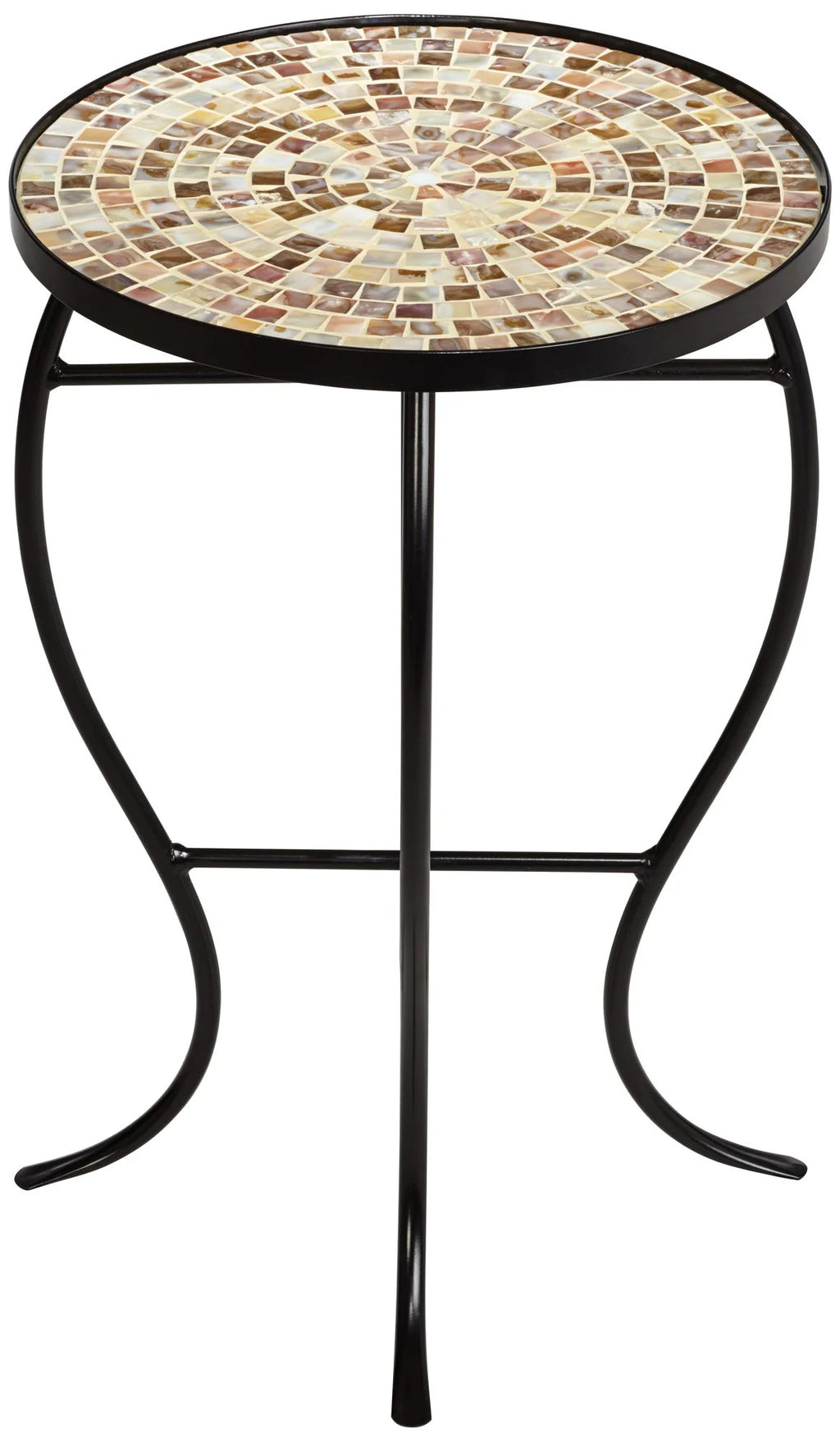 Black Round Outdoor Accent Side Table 14" Wide Mosaic Tabletop G12385