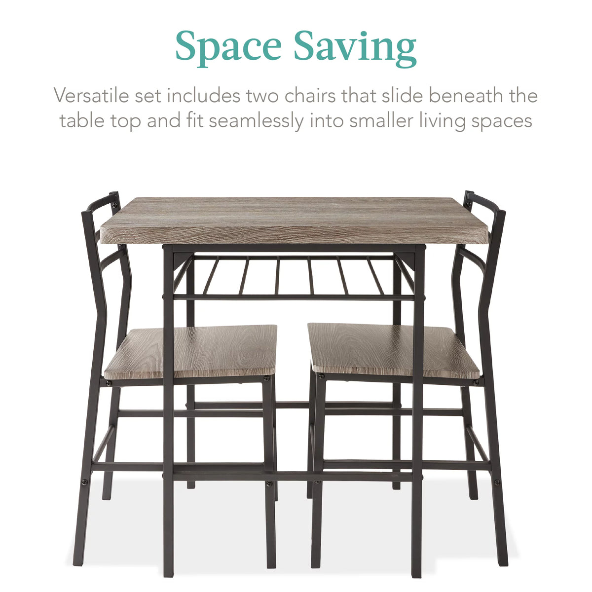 3-Piece Dining Set with Steel Frame and Storage Rack M9350