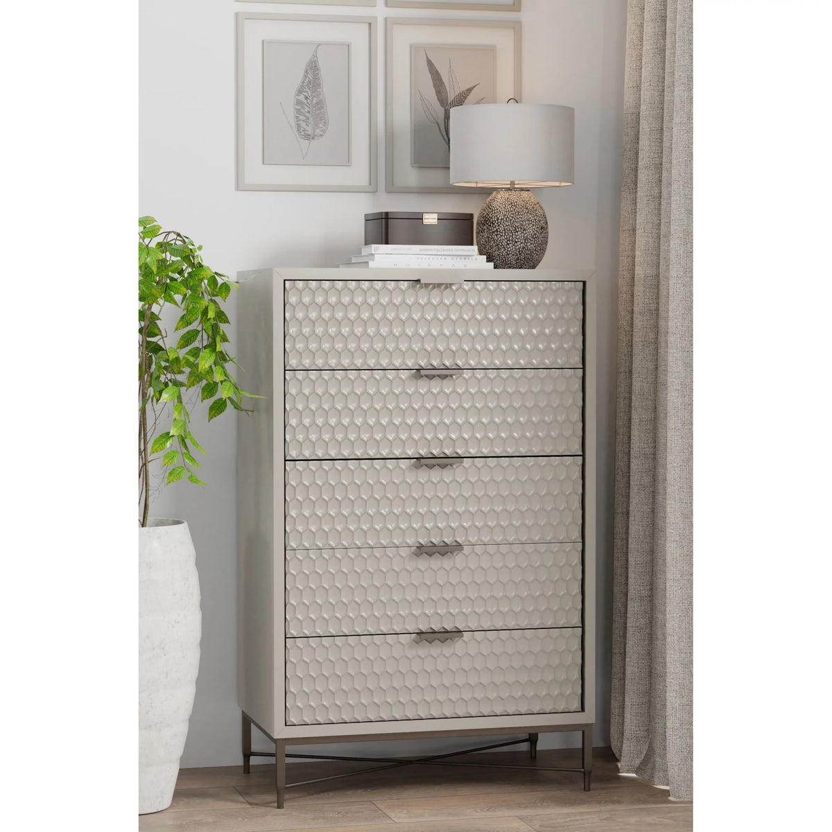 5 Drawer Chest in Taupe F699792