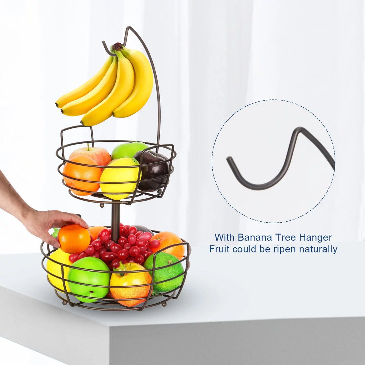 2 Tier Fruit Basket Bowl with Banana Holder Z1722