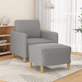 Light Gray Fabric Sofa Chair with Footstool D764743