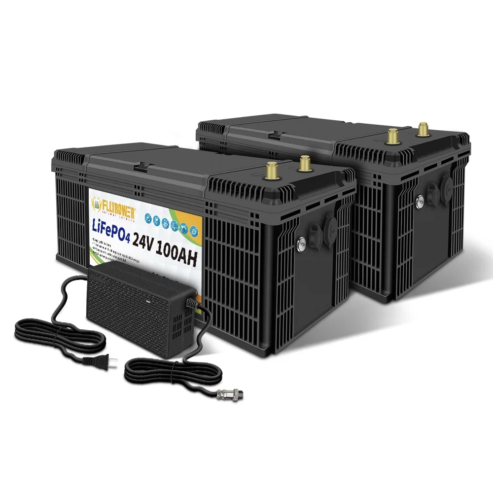 24V 100AH Lifepo4 Battery with BMS, 2 Pack M453366