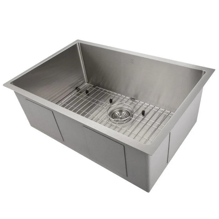 27 in. Undermount Single Bowl Stainless Steel Kitchen Sink with Bottom Grid X49261