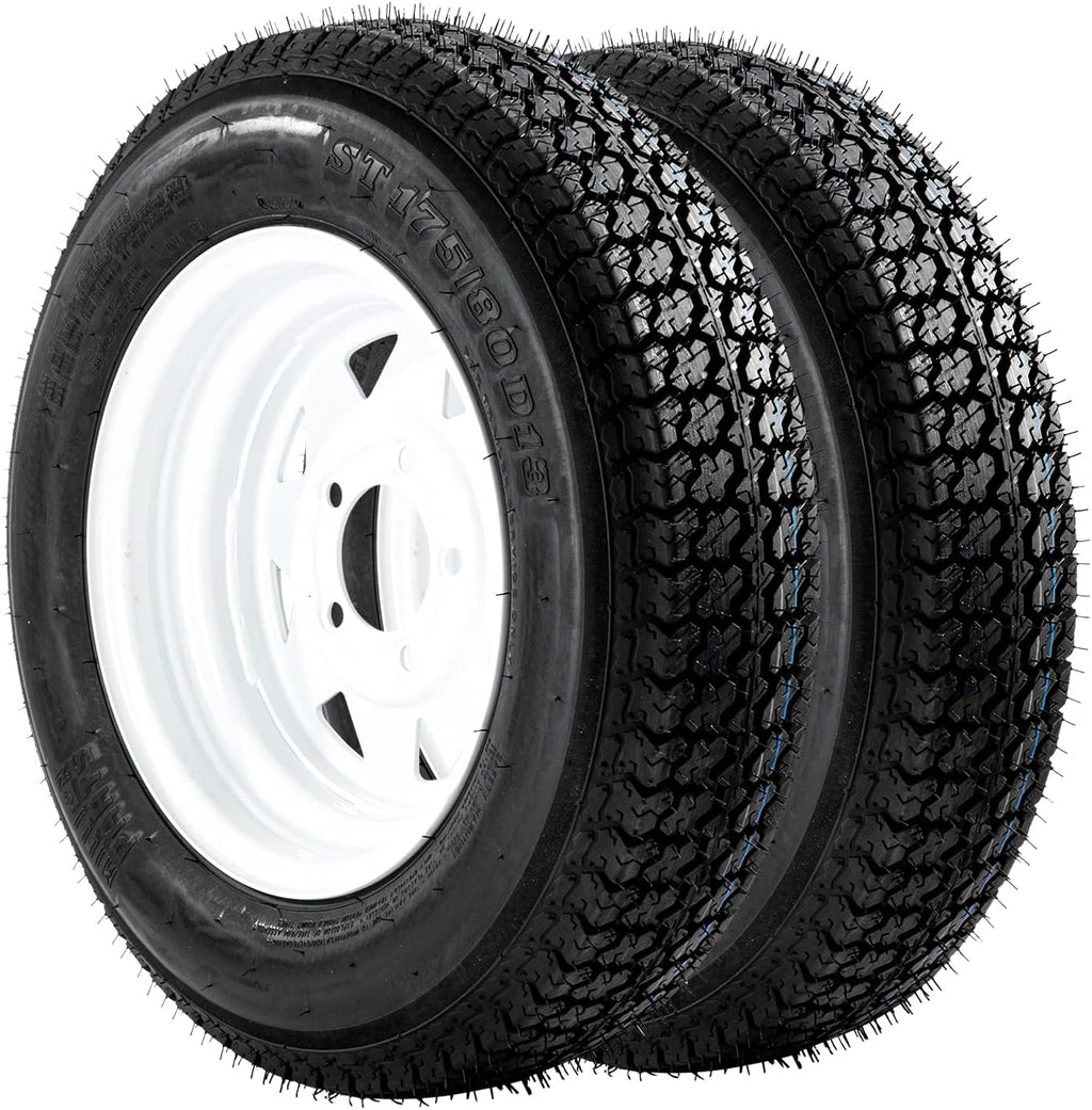 Set of 2 13" White Spoke Trailer Wheel with Bias Tire R316502