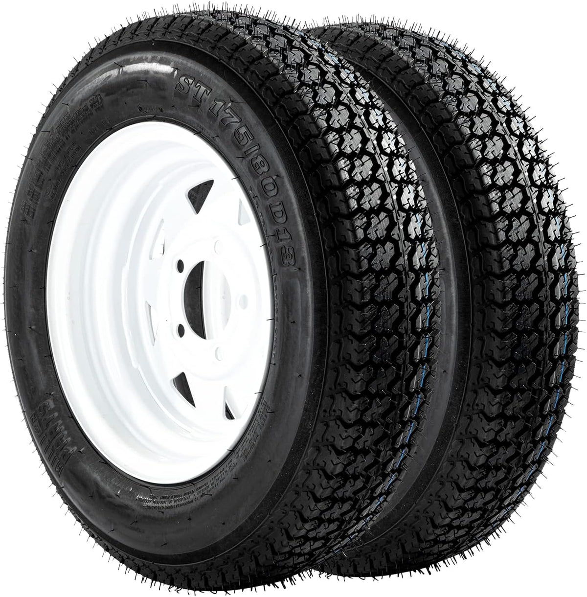 Set of 2 13" White Spoke Trailer Wheel with Bias Tire R316502