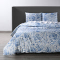 Queen Blue Cotton Percale Printed Duvet Cover Set E44519