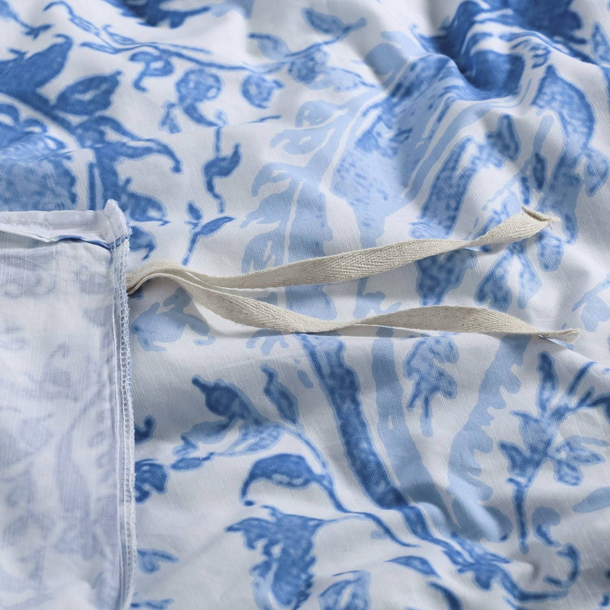 Queen Blue Cotton Percale Printed Duvet Cover Set E44519
