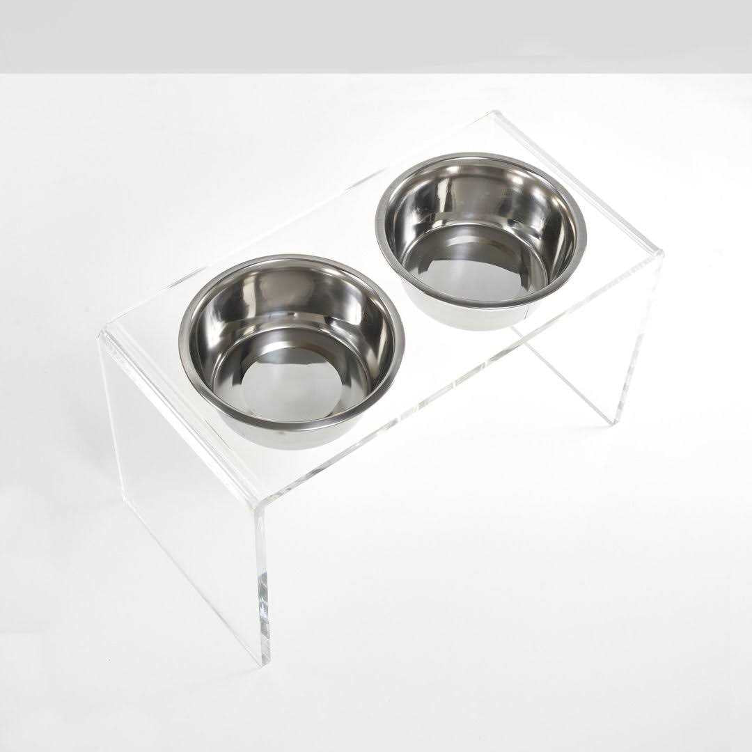 Clear Double Bowl Pet Feeder D95638