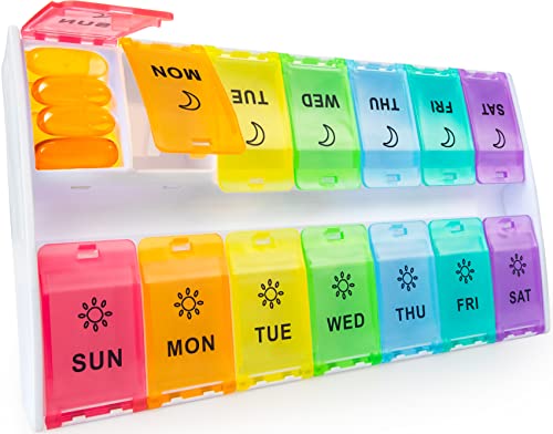 XL Large 7 Day Pill Organizer with Hinged Lids T7284