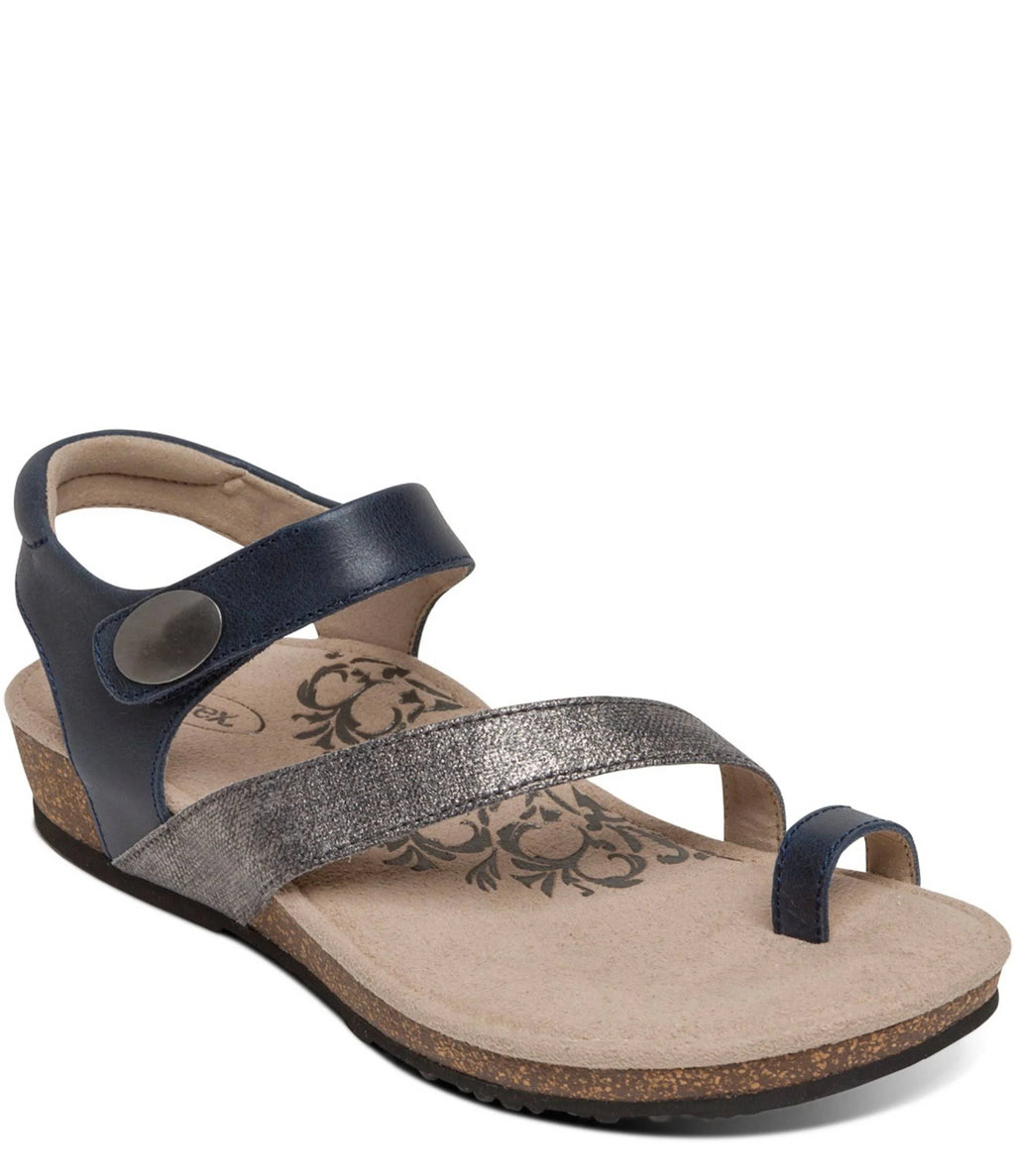 Navy Leather Shoes H821
