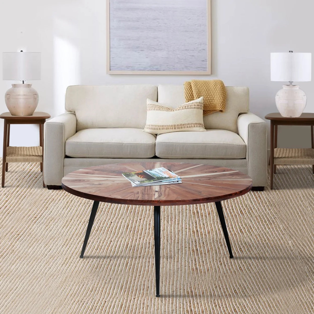 31 Inch Round Mango Wood Coffee Table C494