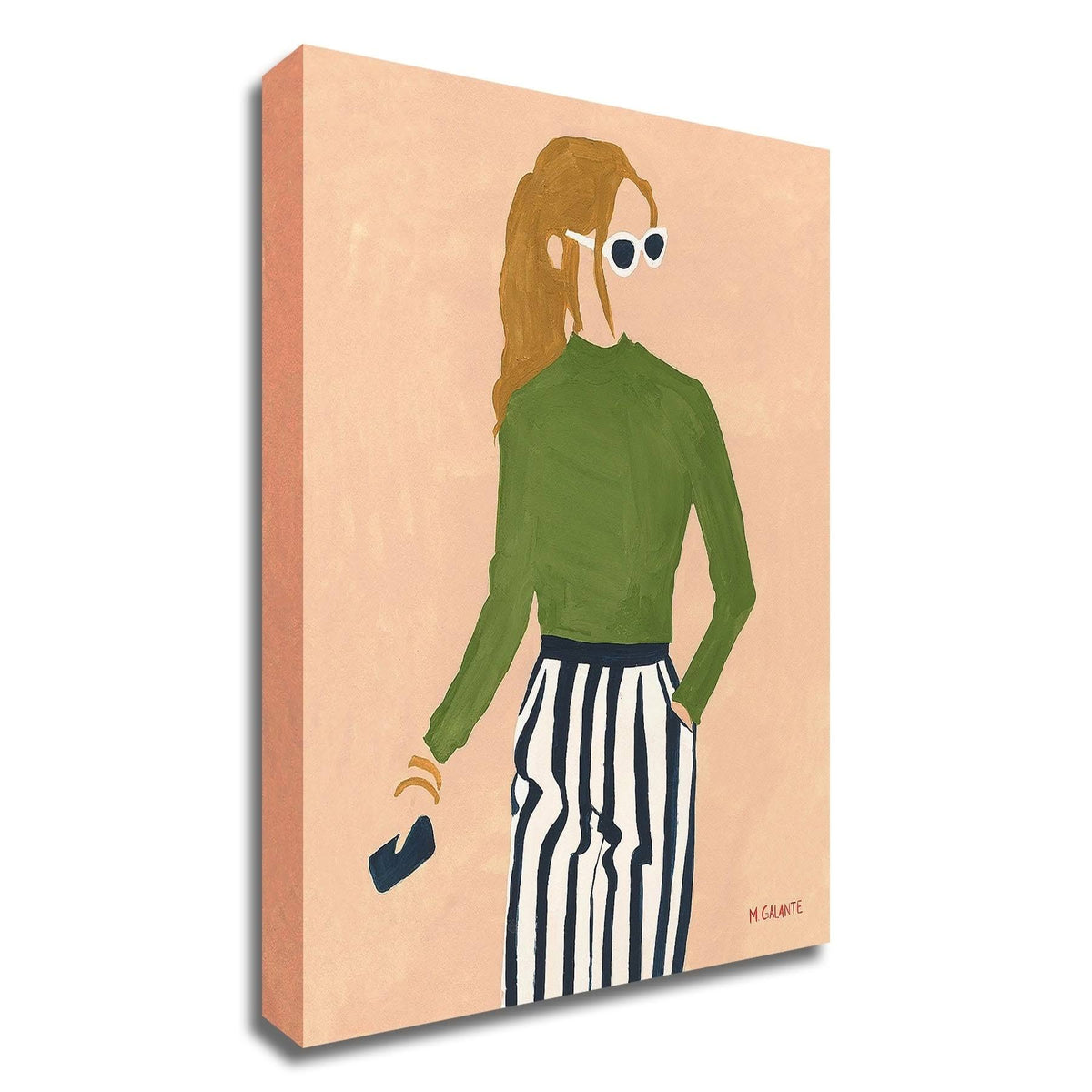 Green Mockneck Print on Canvas B54128