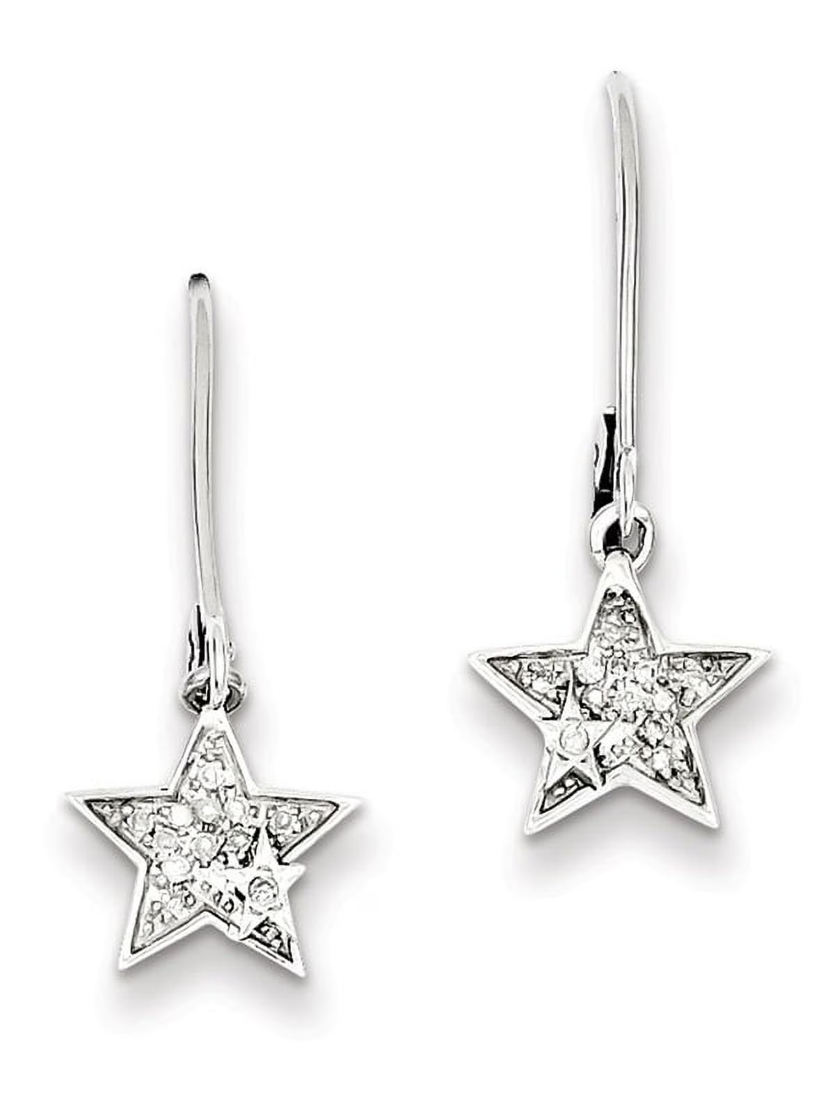 Sterling Silver Rhodium-plated Diamond Leverback Earrings N1857