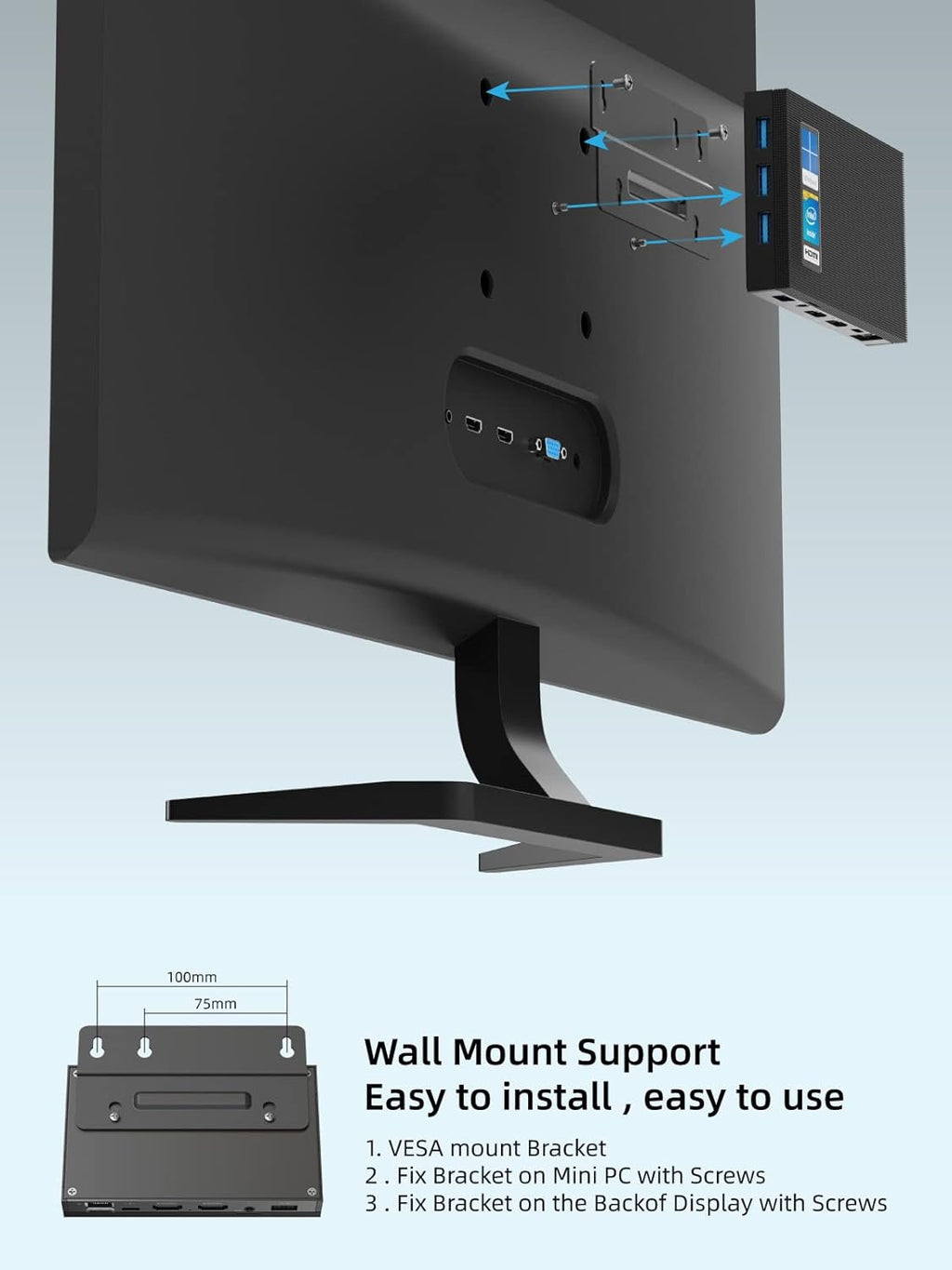 Fanless Mini PC 8G 256GB 4K Dual HDMI Gigabit Ethernet C6045