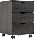 3 Drawer Black Wood Mobile File Cabinet I688