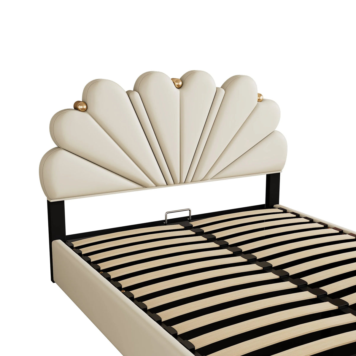 Queen Size Beige Platform Bed Q8378