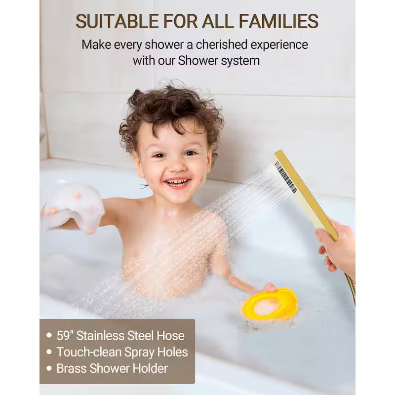 10 in. Wall Mount Shower Head and Tub Faucet 2.5 GPM Brushed Gold M95038