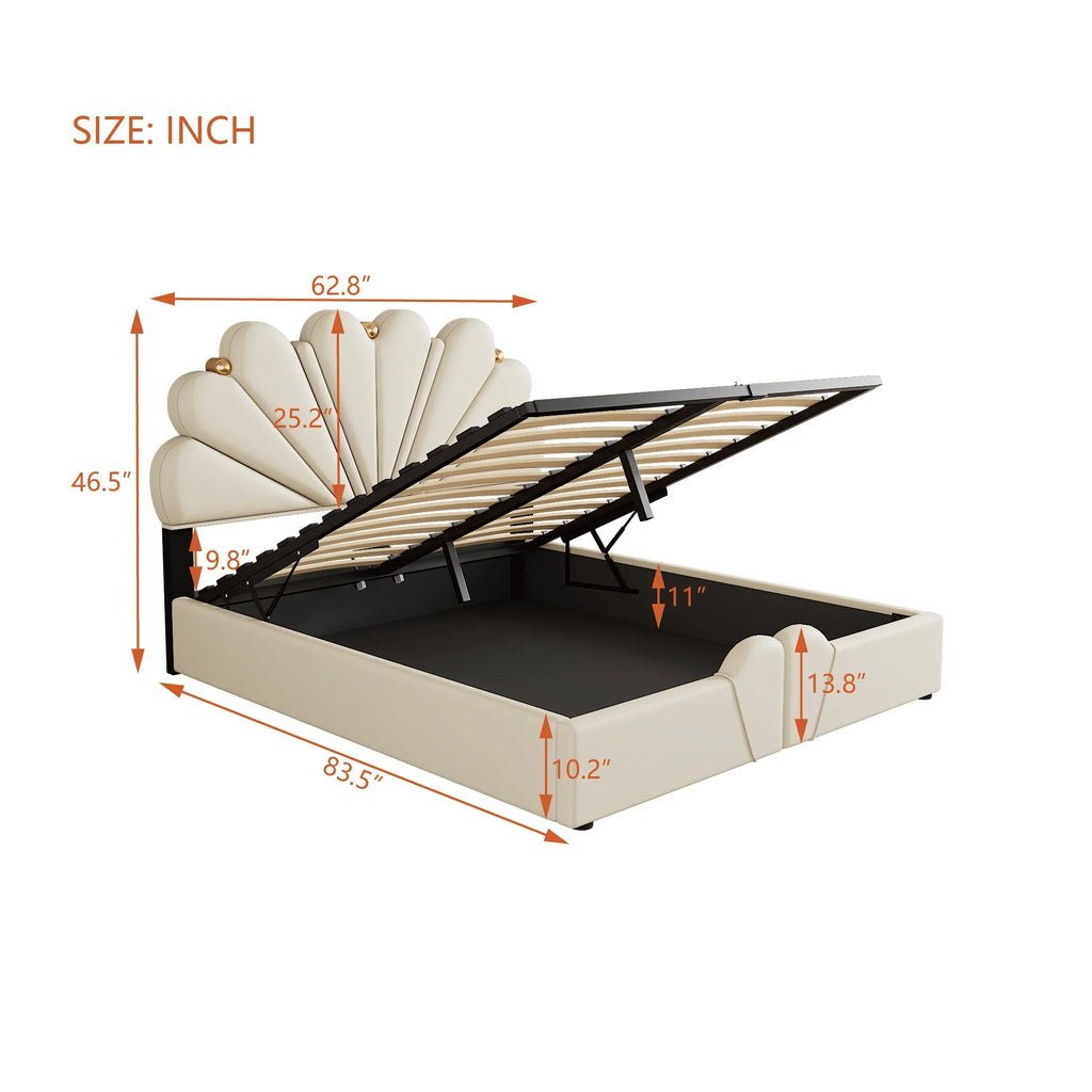 Queen Size Beige Platform Bed Q8378