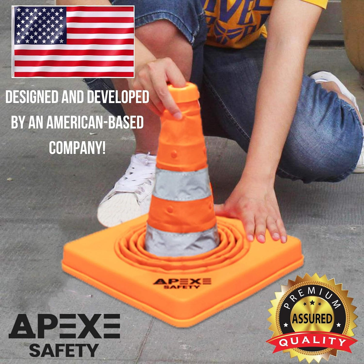 19.5 Inch Orange Collapsible Traffic Cones 4 Pack S778