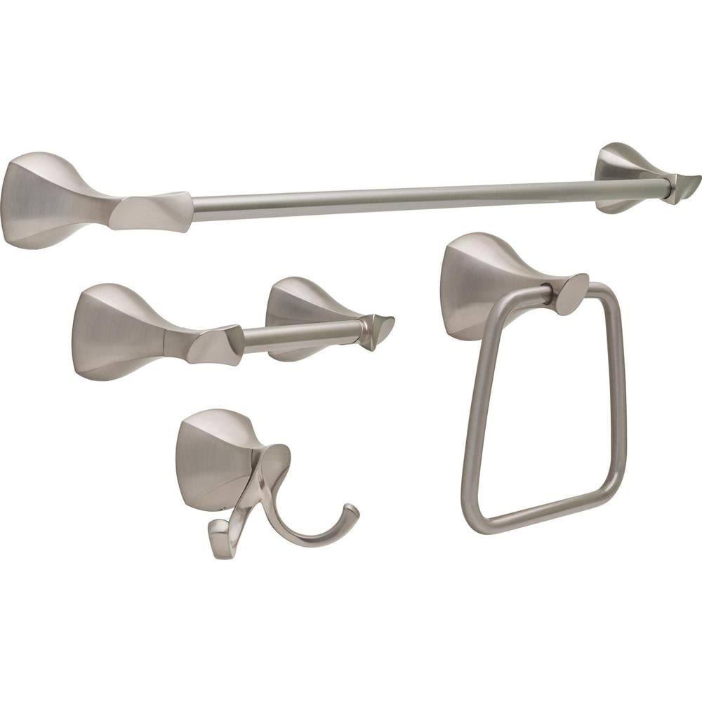 4-Piece Brushed Nickel Bathroom Hardware Set D155