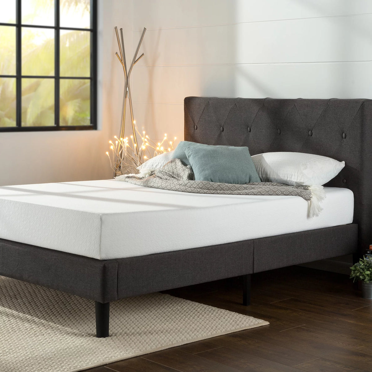 Dark Grey Upholstered Platform Bed W902600