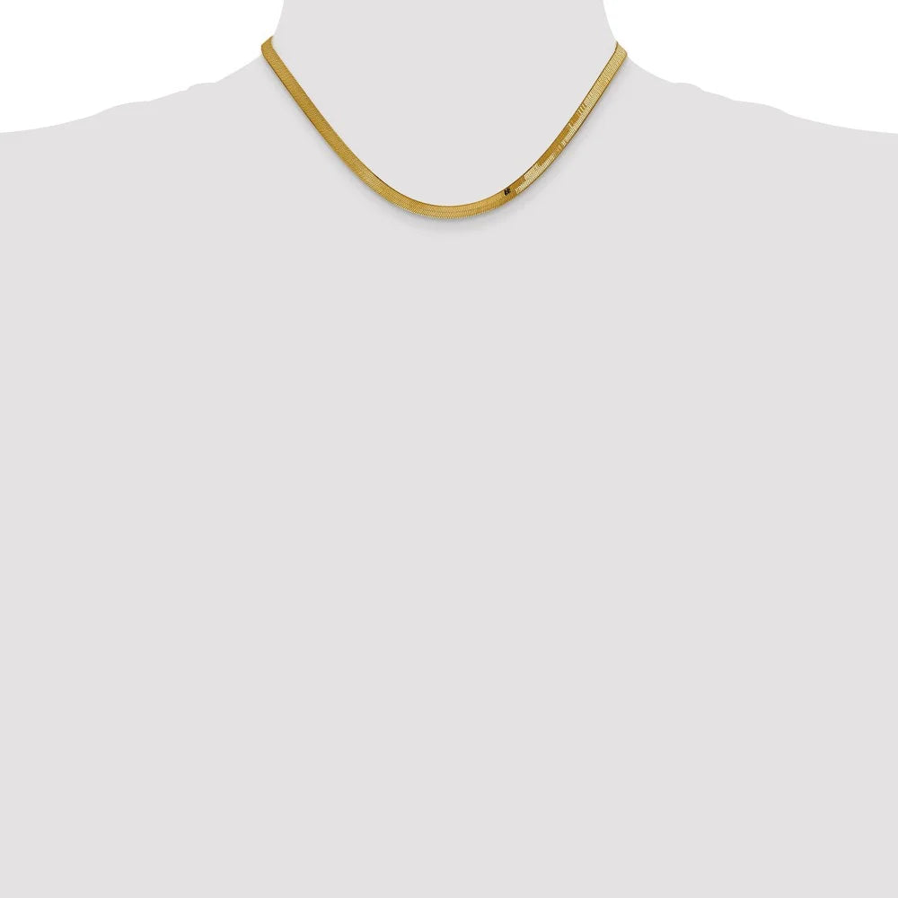 14kt Yellow Gold 4mm Herringbone Chain 16 inch Lobster Clasp T78998