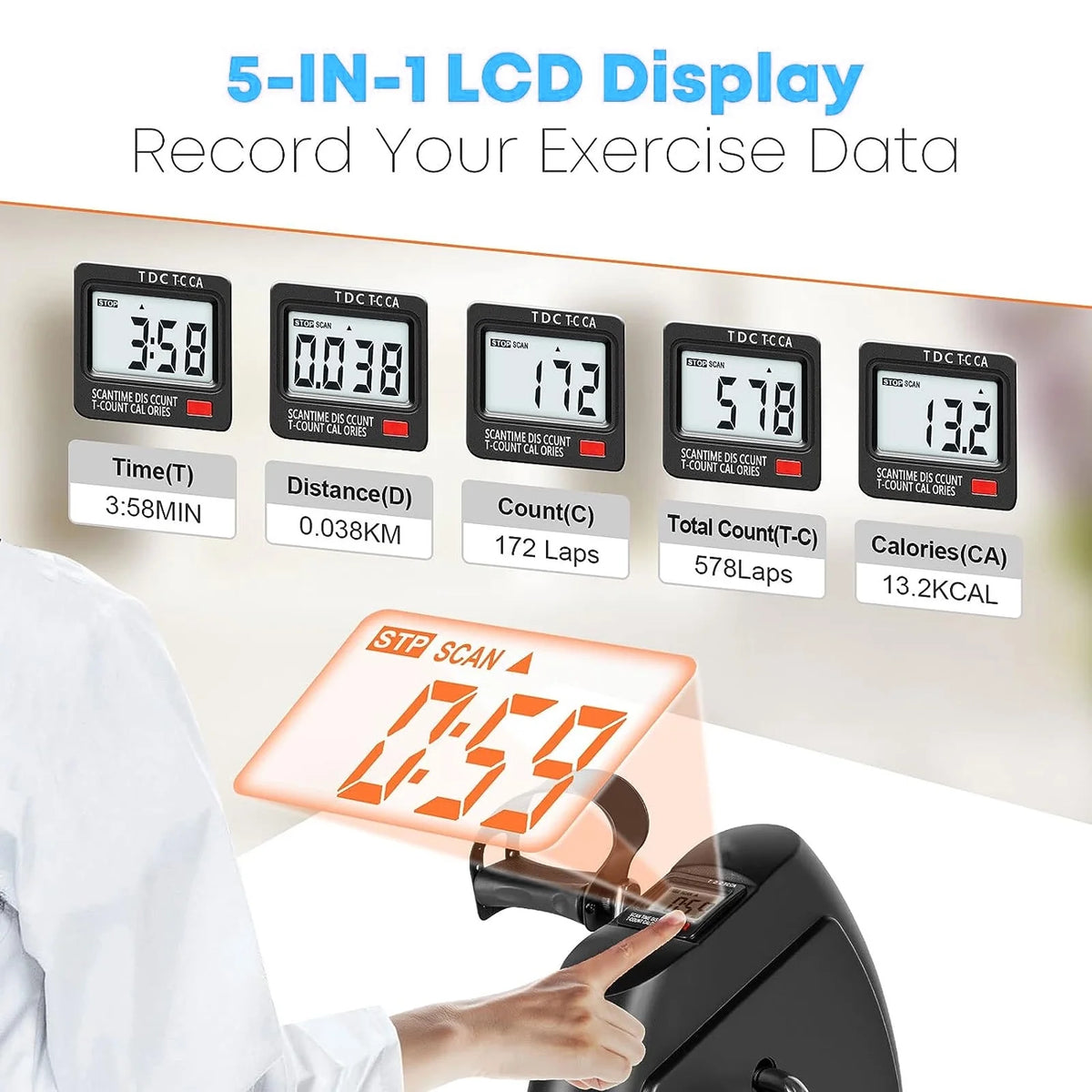 Black Under Desk Exercise Bike with LCD Display O627084