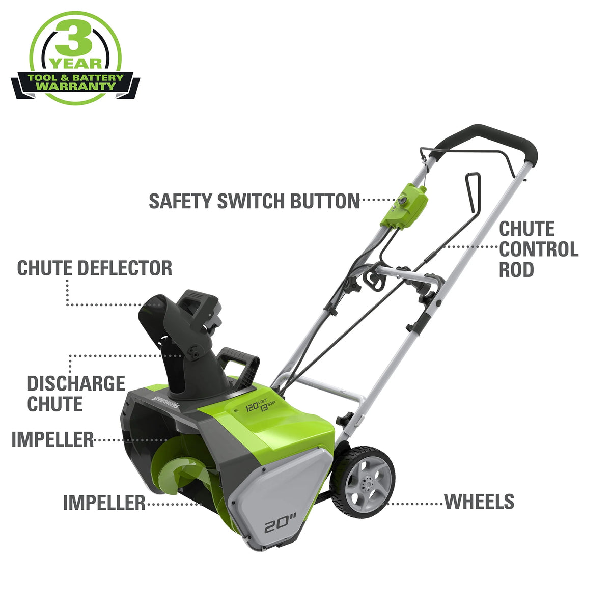 13 Amp 20 in. Corded Electric Snow Thrower Y29476