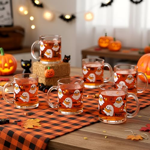 12 Pcs Halloween Ghost Glass Mugs 12 oz M8250