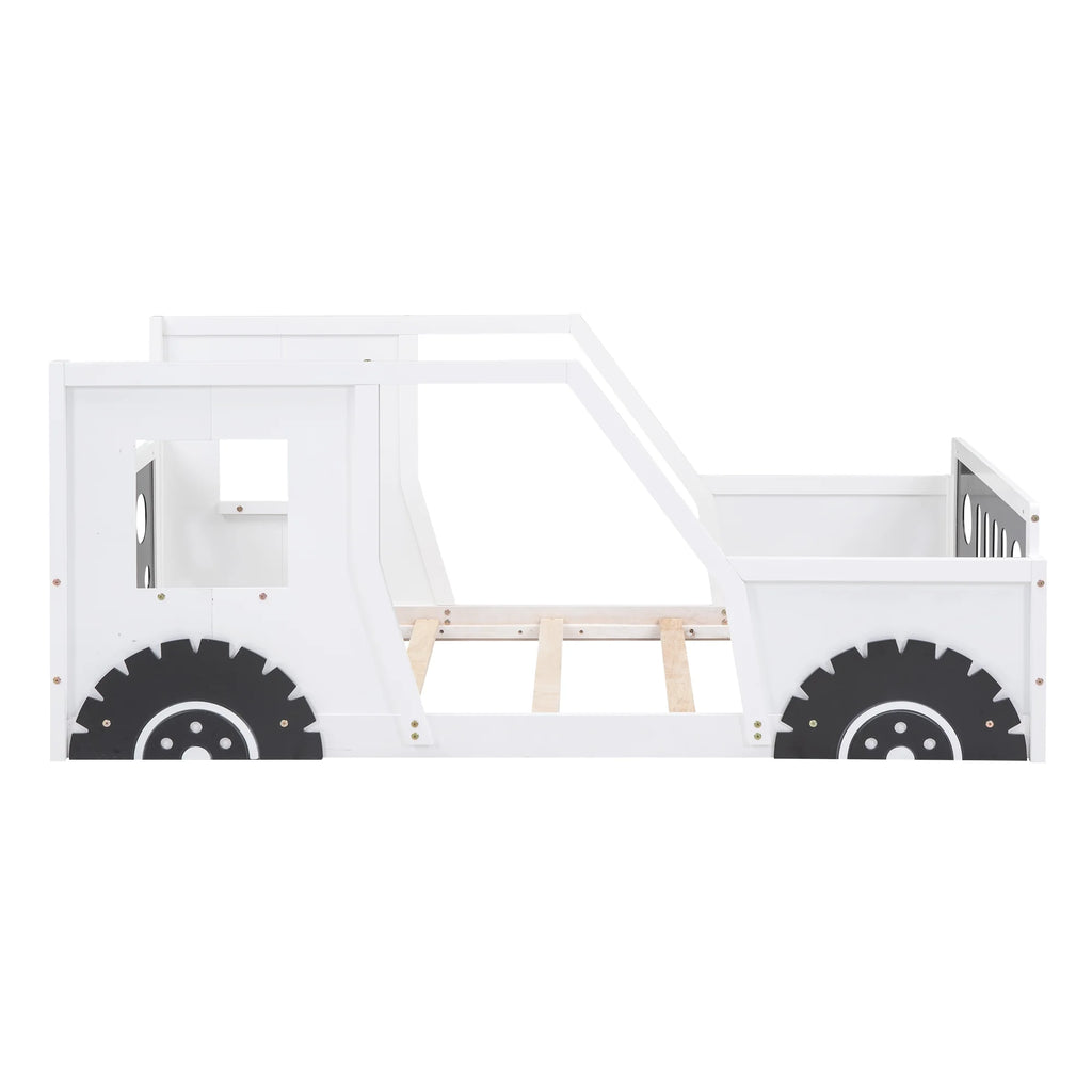 Blue Full Size Wood Car-Shaped Platform Bed D825