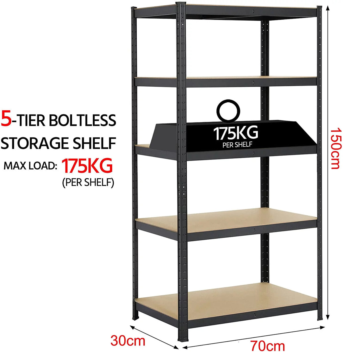 5-Tier Heavy Duty Metal Shelving Storage Unit I638