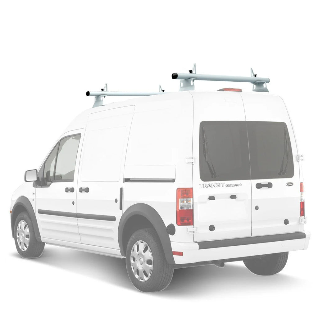 Aluminum 2 Bar Utility Drilling Van Roof Rack System with Ladder Stopper Gloss White W9007