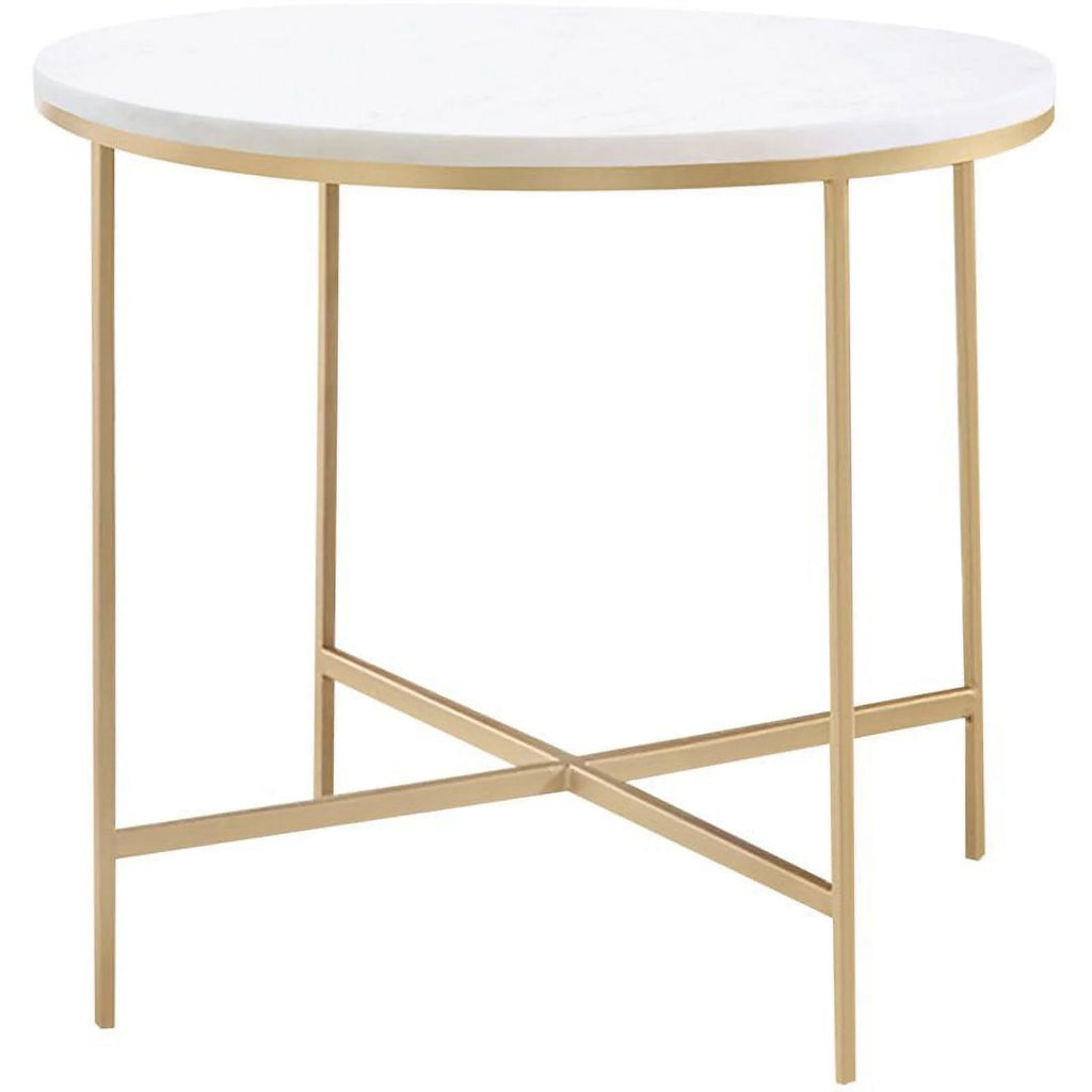 Round Marble Top End Table with X-Cross Base I856747