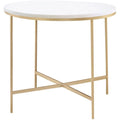 Round Marble Top End Table with X-Cross Base I856747