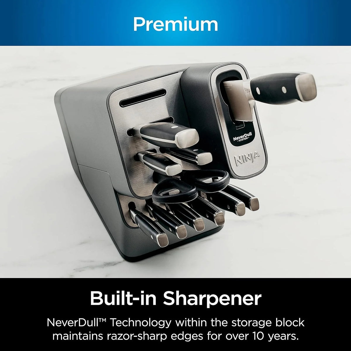 17 Piece German Stainless Steel Knife Block Set with Built-in Sharpener N3120