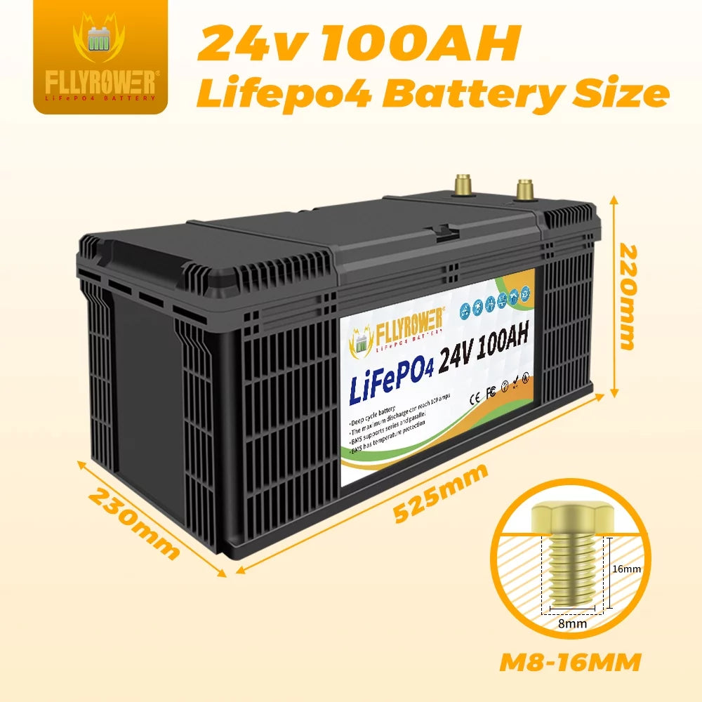 24V 100AH Lifepo4 Battery with BMS, 2 Pack M453366