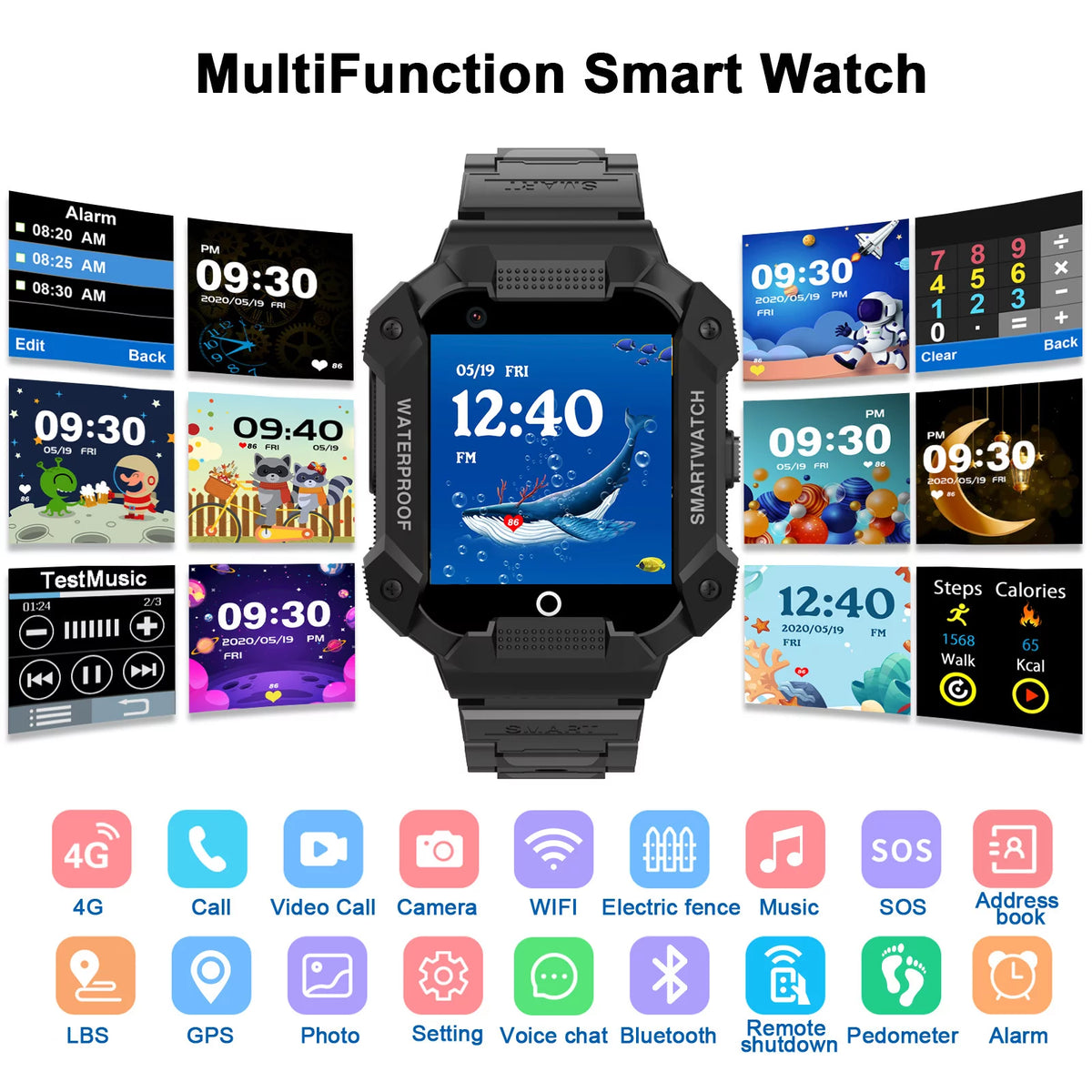 Black Kids Smart Watch with 4G SIM GPS A559246