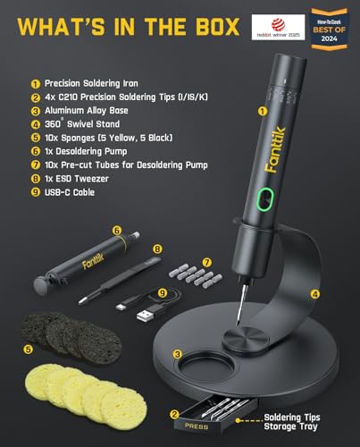 Cordless Soldering Iron Kit with 4 Precision Soldering Tips Y52054